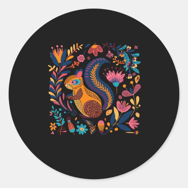 Bright And Colourful Illustration Of A Squirrel Su Classic Round Sticker (Front)