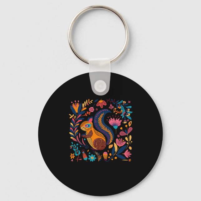Bright And Colourful Illustration Of A Squirrel Su Key Ring (Front)