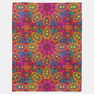 Bright And Colourful Mandala  Fleece Blanket