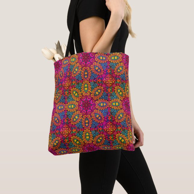 Bright And Colourful Mandala  Tote Bag (Close Up)