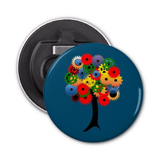 Bright and Colourful Mechanical Gear Tree Bottle Opener (Front)