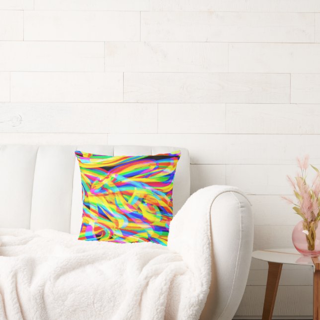 Bright And Colourful Neon Pattern Art Cushion (Couch)