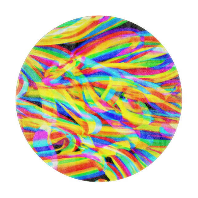 Bright And Colourful Neon Pattern Art Cutting Board (Front)
