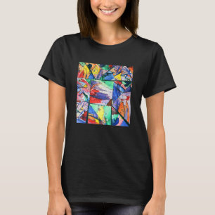 Bright And Colourful Painted Collage Triangular A T-Shirt