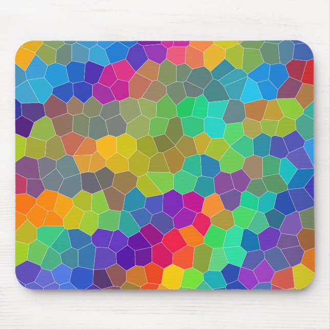 Bright and Colourful Polygon Mosaic Pattern Mouse Mat (Front)