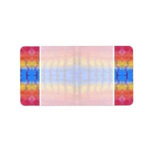 Bright and Colourful. Red, Blue and Yellow Pattern Label