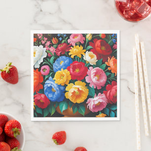 Bright and colourful roses napkin