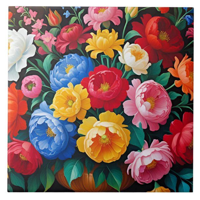 Bright and colourful roses tile (Front)