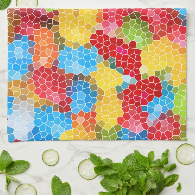 Bright and Colourful Unique Abstract Pattern Tea Towel (Folded)