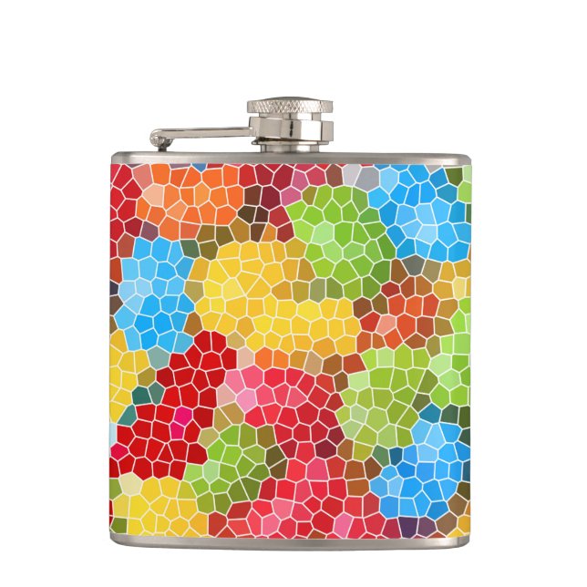 Bright and Colourful Unique Pattern Hip Flask (Front)