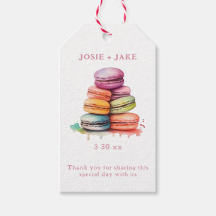Bright and colourful watercolor macaroon cakes gift tags