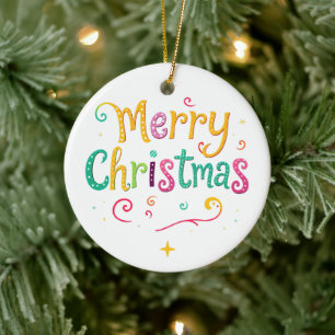 Bright and cool Merry Christmas Ceramic Tree Decoration