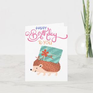 Bright and Cute Hedgehog Birthday Card