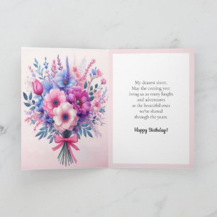 Bright and Cute Pink Purple Blue Flowers  Card