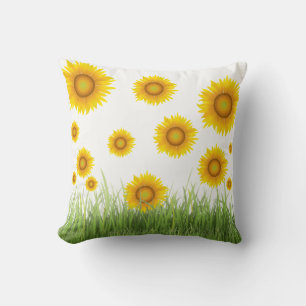 Bright and Elegant Sunflower Graphic Design Cushion