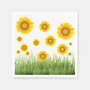 Bright and Elegant Sunflower Graphic Design Napkin