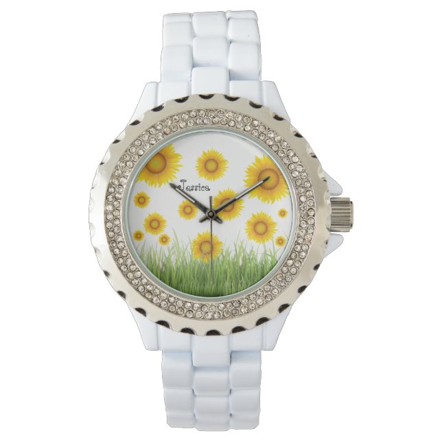 Bright and Elegant Sunflower Sweet Whimsical Watch (Front)