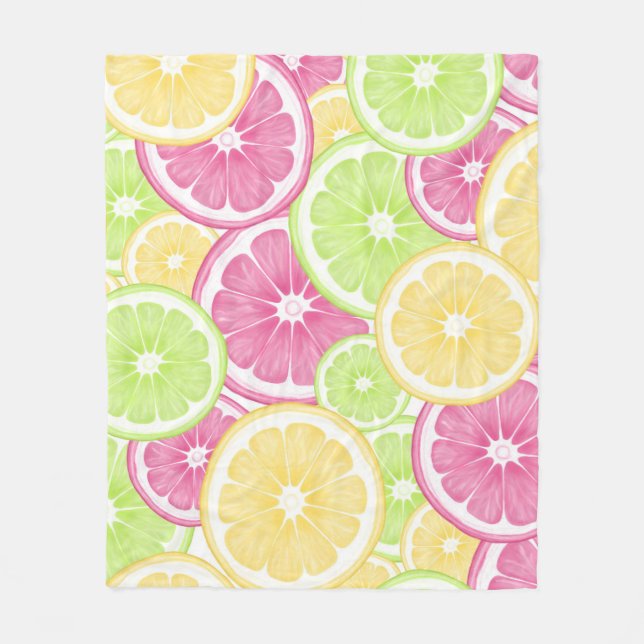 Bright and Fun Citrus Pop Summer Fleece Blanket (Front)