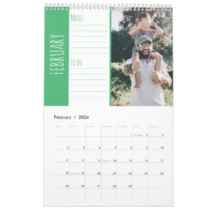 Bright and fun family photos. Notes and to do list Calendar