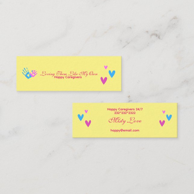 Bright and Fun for Caregivers Twenty Four Seven  Mini Business Card (Front/Back)