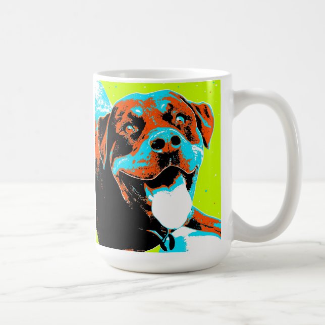 Bright and Fun Rottweiler Portrait Coffee Mug (Right)