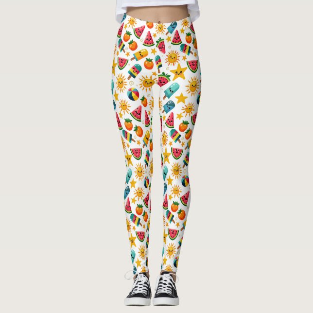 Bright and Fun Summer Vibes Leggings (Front)