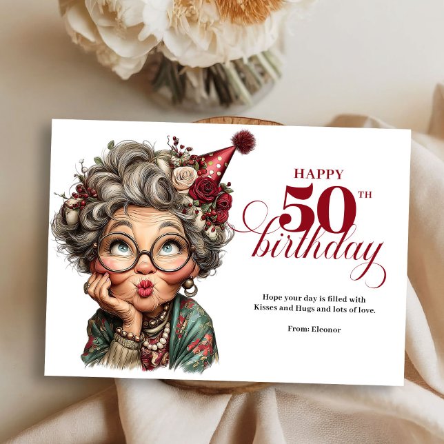 Bright and funny 50 lady greeting birthday card (Bright and funny 50 lady greeting birthday card)
