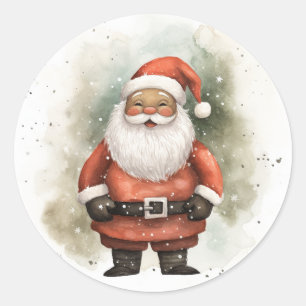 Bright and Happy Black Santa Claus Classic Round Sticker