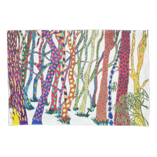 bright and happy crazy forest watercolor  fleece pillowcase