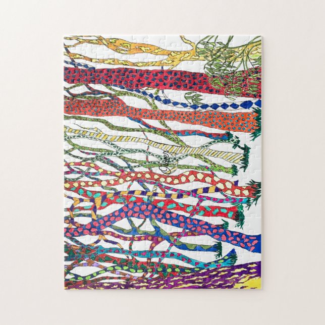 bright and happy crazy forest watercolour  jigsaw puzzle (Vertical)