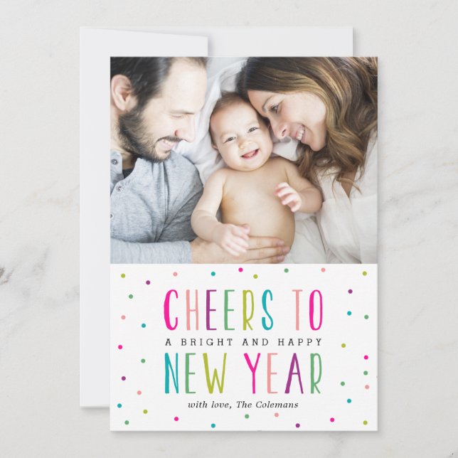 Bright and Happy New Year Photo Cards (Front)