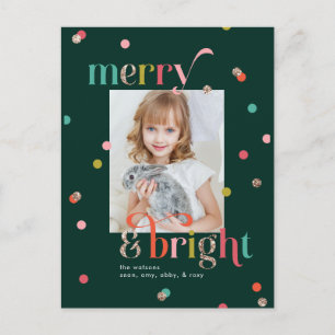 Bright and Merry Holiday Photo Card Postcard