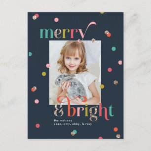 Bright and Merry Holiday Photo Card Postcard
