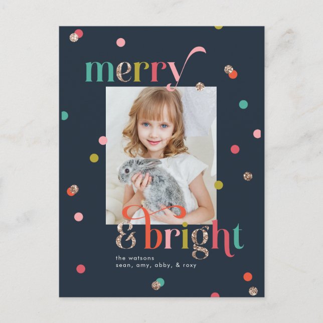 Bright and Merry Holiday Photo Card Postcard (Front)