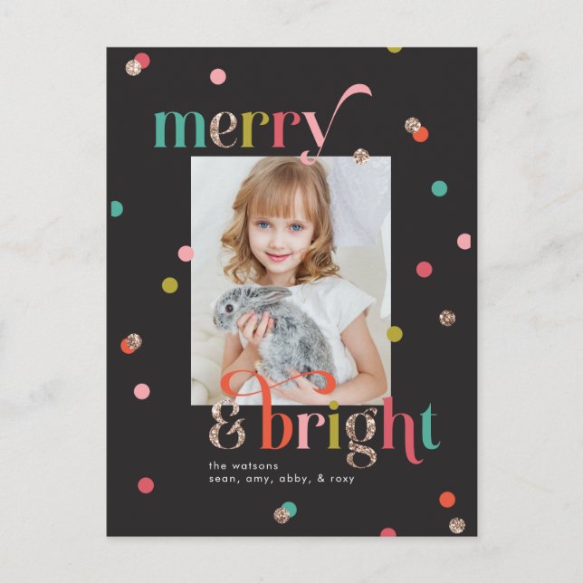 Bright and Merry Holiday Photo Card Postcard (Front)