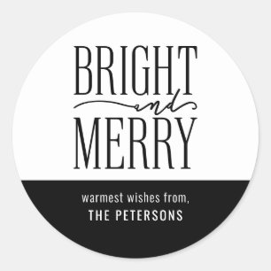 Bright and Merry Modern Festive Holiday Classic Round Sticker