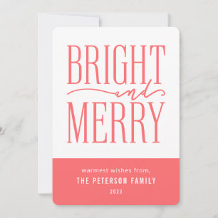 Bright and Merry Modern Minimal Christmas Holiday Card