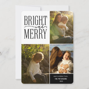 Bright and Merry Modern Minimal Christmas Photo Holiday Card