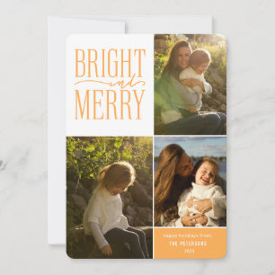 Bright and Merry Modern Minimal Christmas Photo Holiday Card