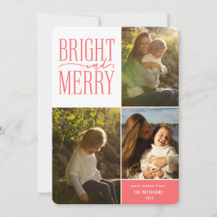 Bright and Merry Modern Minimal Christmas Photo Holiday Card