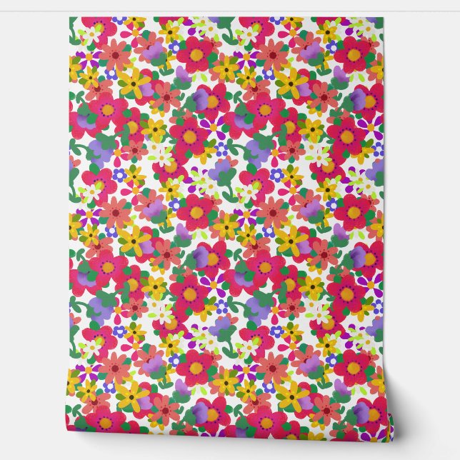 Bright and Pretty Boho Flowers Wallpaper (Unrolling)