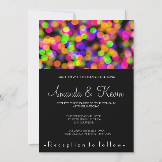 Bright and Sparkling Lights Bokeh Background Invitation (Back)