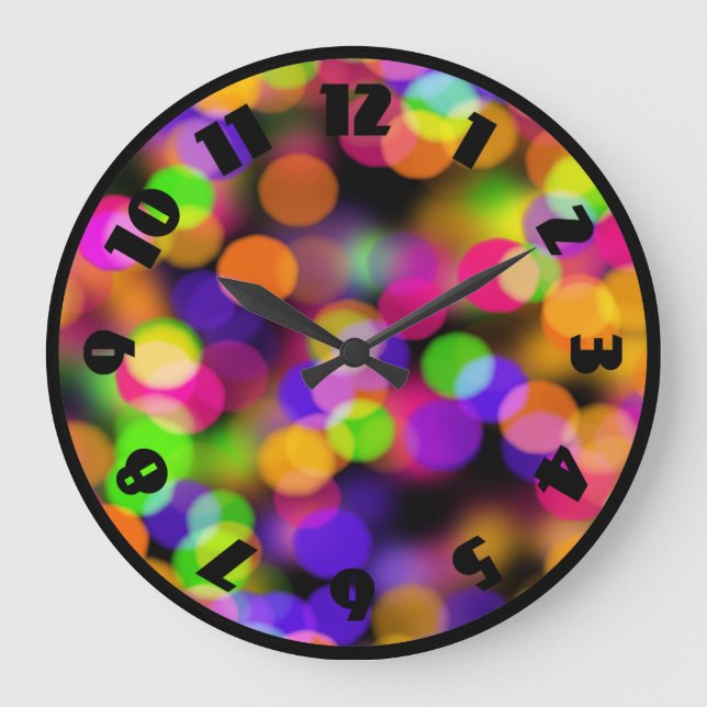 Bright and Sparkling Lights Bokeh Background Large Clock (Front)