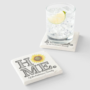 Bright and Sunny Home Sunflower Housewarmer Stone Coaster