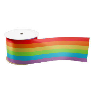 Bright and Wide Stripes, Rainbow Striped Satin Ribbon