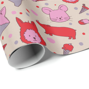 Bright animals and ice cream wrapping paper