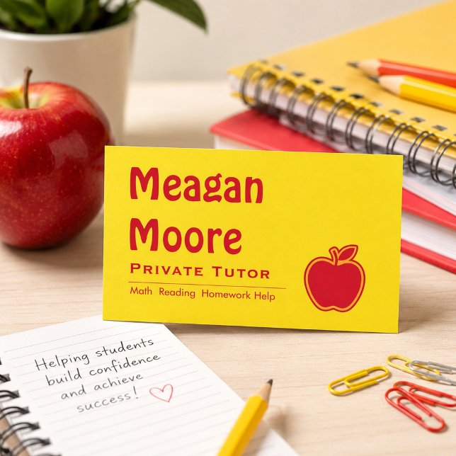 Bright Apple Private Tutor  Business Card (Creator Uploaded)