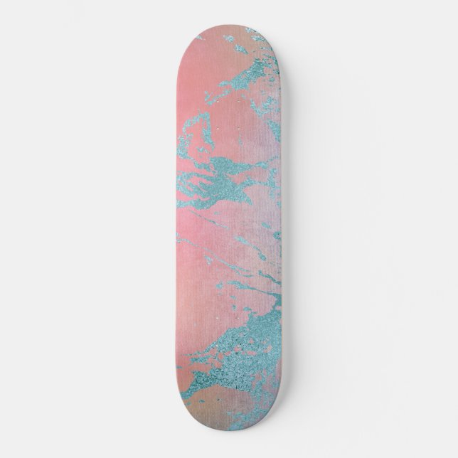 Bright Apricot Blue Foil skateboard (Front)