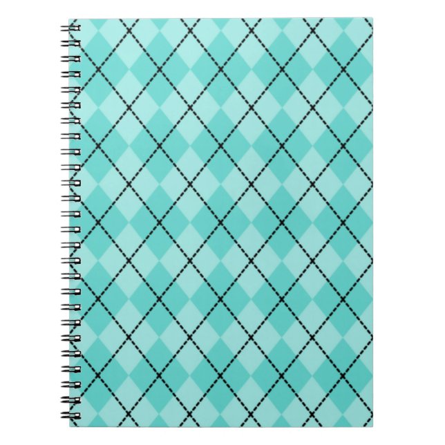 Bright Aqua Argyle Notebook (Front)