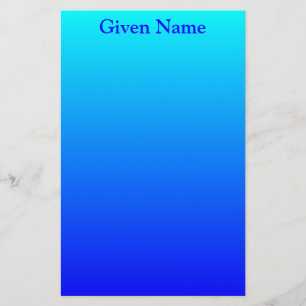 Bright Aqua Blue Personalised Ombre Stationery